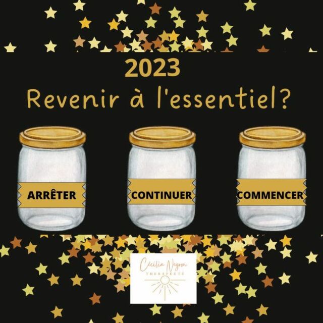 #bilan2022 #bienvenue2023 
Je vous propose de prendre quelques minutes pour vous interroger sur ce que vous aimeriez arrêter , continuer et commencer pour 2023. 
Je vous invite à écrire plus de choses à arrêter qu'à commencer pour revenir à l'essentiel, à ce qui est vraiment important pour vous, à ce qui vous nourrit profondément. 
Et n'hésitez pas à me partager vos envies en commentaire et à faire voyager ce post. 
Belle fin d'année à tous et au plaisir de vous retrouver en séance dès 2023.
A bientôt,
Cécilia NEGRON
Hypn-OSE et EMDR - Thérapie familiale
A la valette du var ou en Visio
https://www.cecilianegron.fr/
06.27.13.61.23